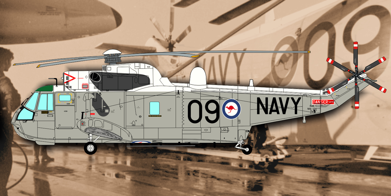 Westland Sea King Mk.50 N16-124 / 909, VS-817, HMAS Melbourne, October 1976.