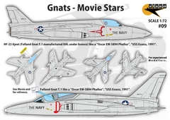 Декаль VX09 1/72 Folland Gnat - Movie Stars