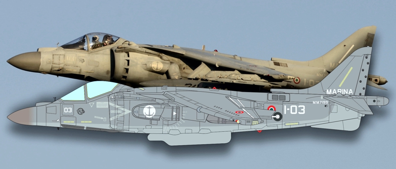 McDonnell-Douglas AV-8B Plus Harrier II, MM7199 / 1-03, Gruppo Aerei Imbarcati, Portaerei Cavour CVH550, June 2009.