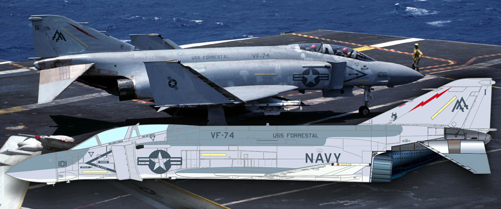 McDonnell-Douglas F-4S Phantom II, Bu.No. 153877, AA/101, VF-74 Be-Devilers, USS Forrestal, June 1982