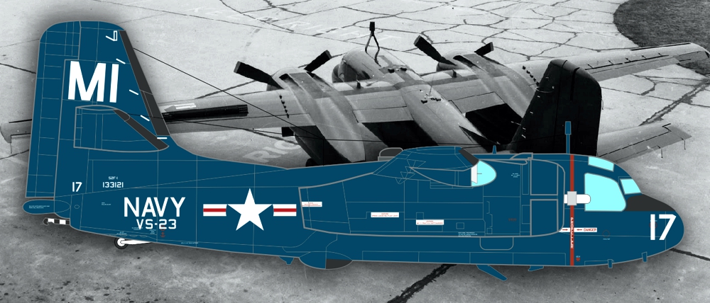 Grumman S2F-1, 133121/MI17, VS-23 Black Cats, USS Princeton, ca 1954.