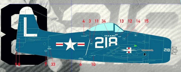 F8F-1B, 122101/L218, VF-72, USS Leyte, April 1950.