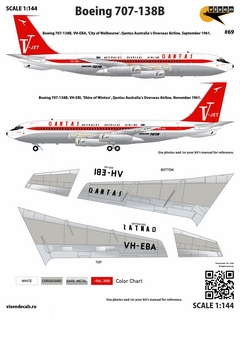 Vixen Decals 069 1/144 Boeing 707-138B Qantas