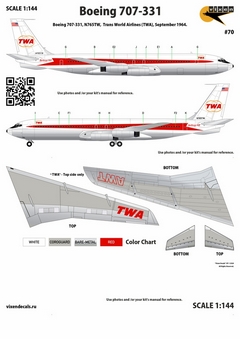 Vixen Decals 070 1/144 Boeing 707-331 Trans World Airlines